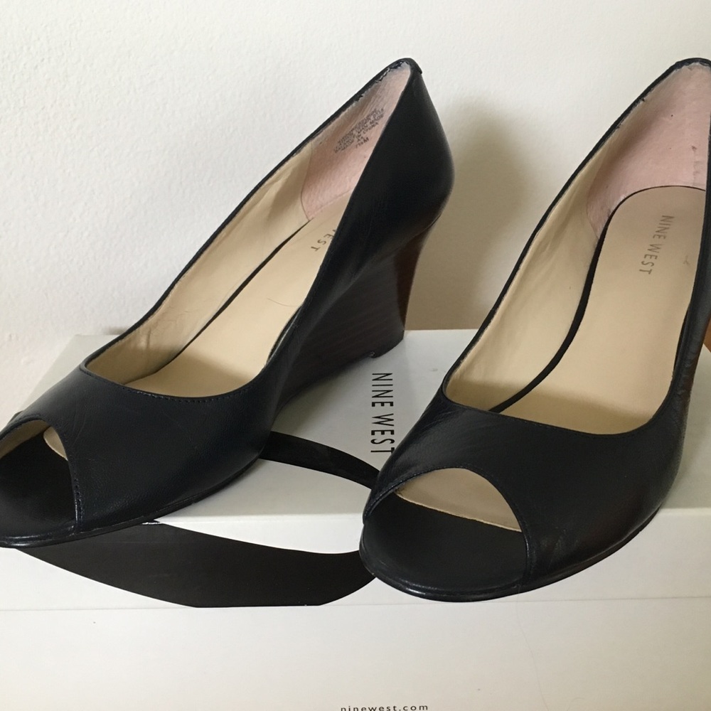 Nine West blue wedge heels